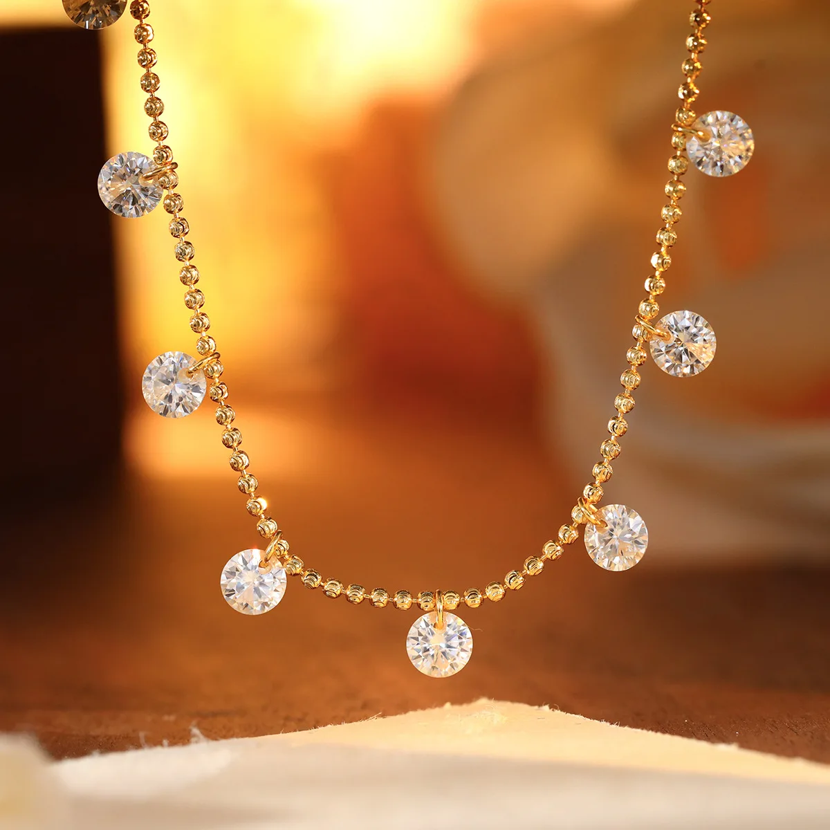 Moissanite GRA D VVS1 S925 Silver Tears Starry Sky Irregular Drilled Clavicle Chain Daily Jewelry For Luxury Elegant Women