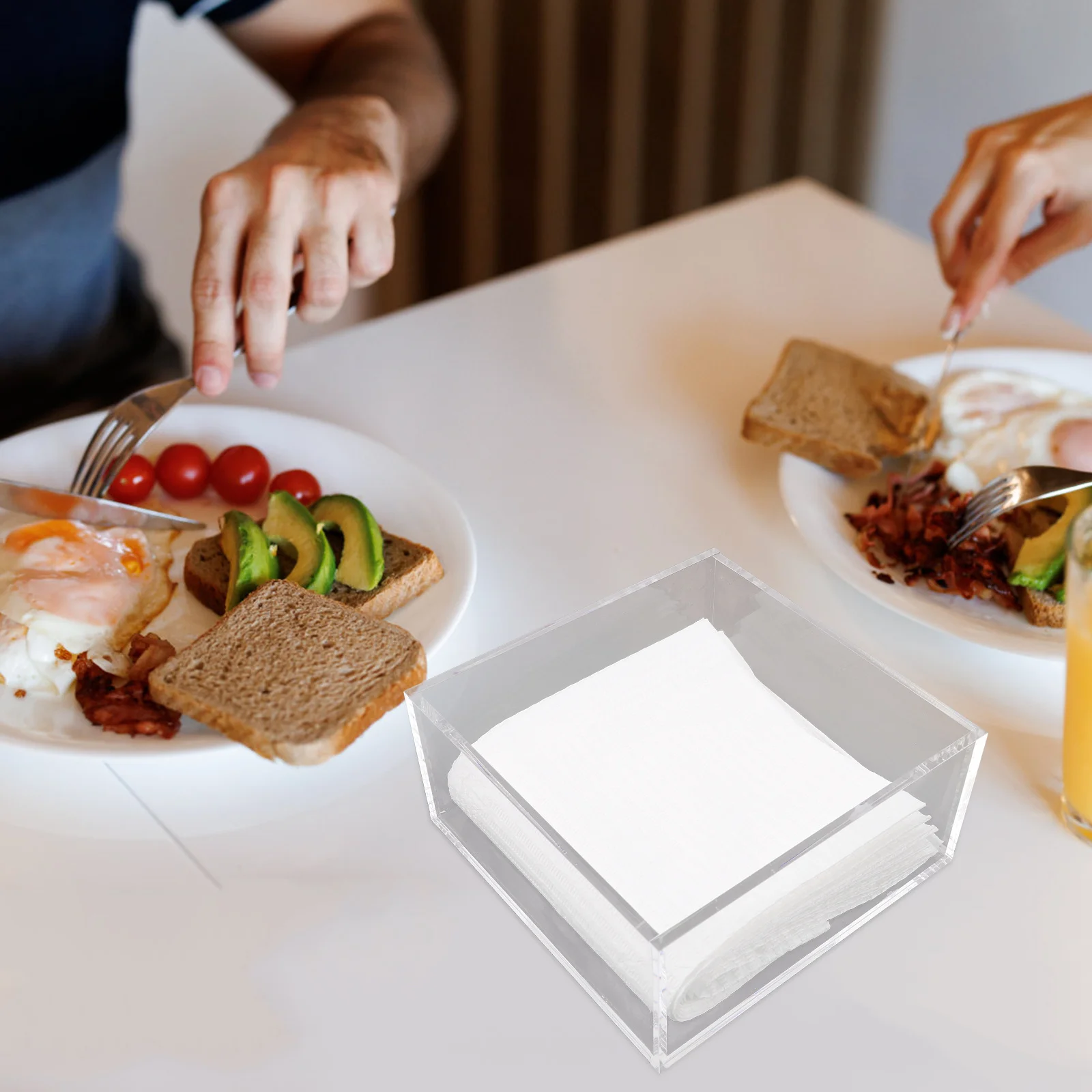 Square Clear Acrylic Napkin Holder Tissue Box for Dining Table Modern Napkin Organizer Tissue Box Holder