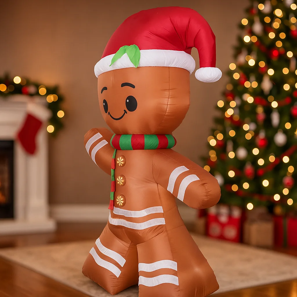 Jouet gonflable de noël de 7,8 pieds, bonhomme en pain d'épice, ornement, cadeau de vacances, décoration de cour de noël LED, décoration de maison du père noël