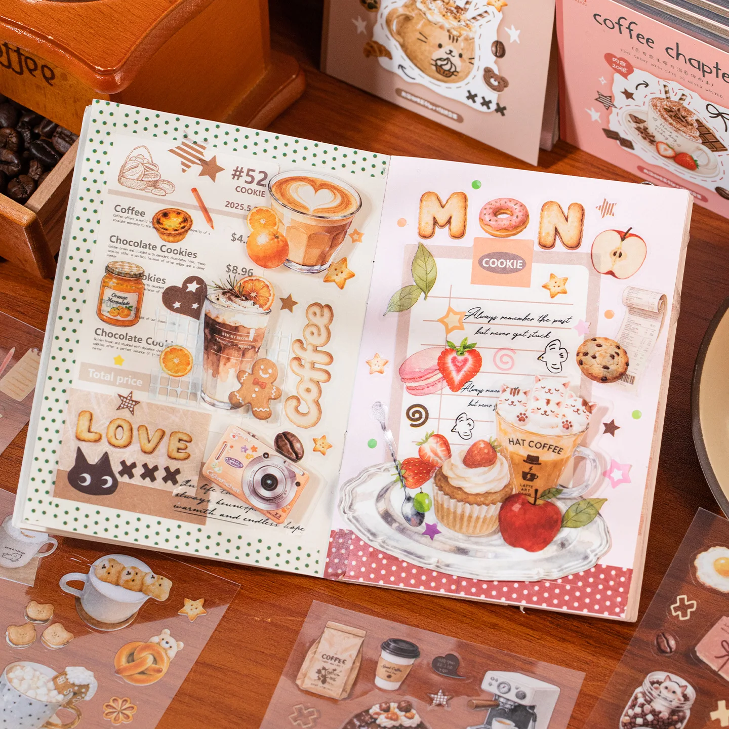 20개 스티커 세트, 창의적인 커피 스타일 디저트 패턴 - Stationery Books 리뷰 및 가격