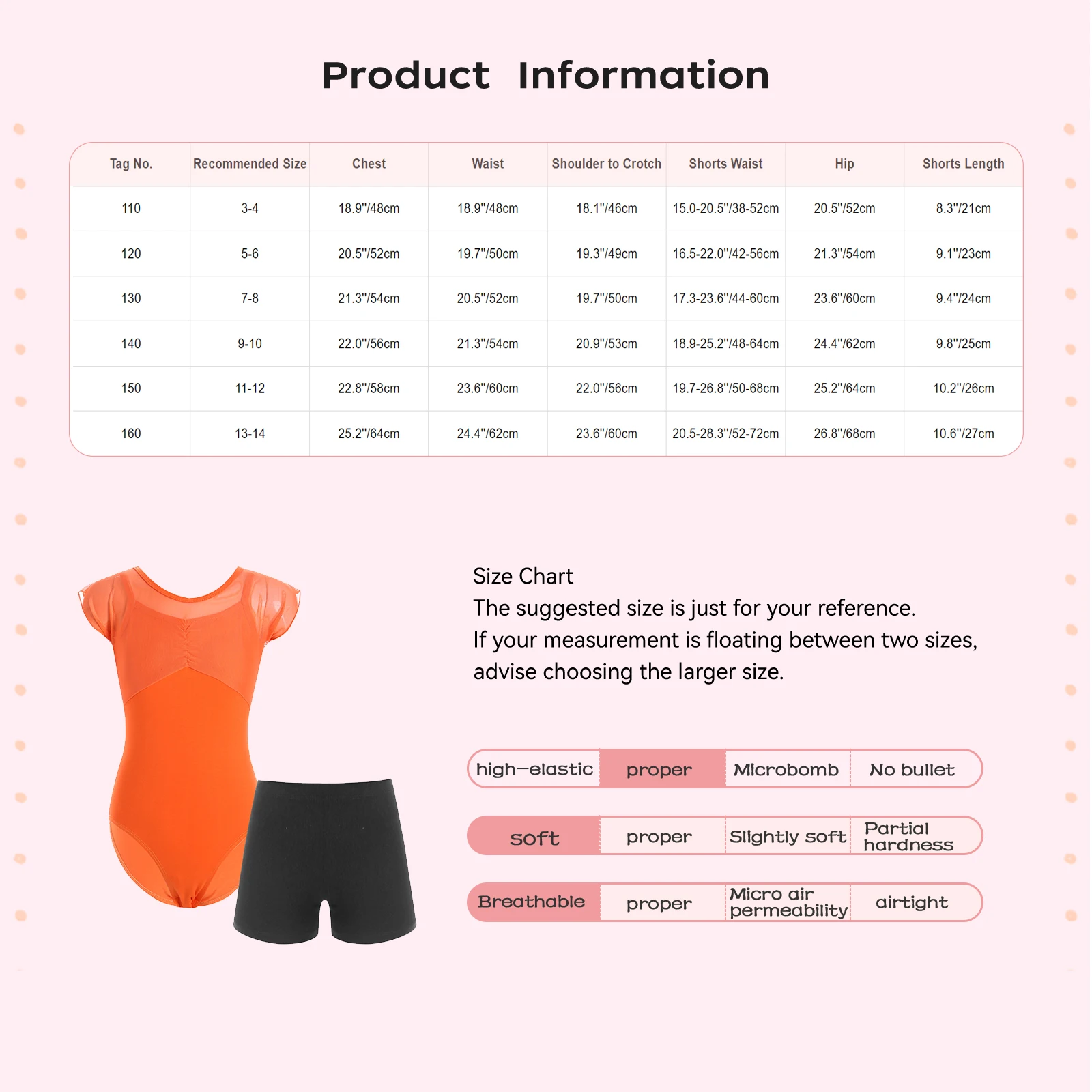 AqBallet Dance Practice Warm Up Outfit for Girls, Back Cut Sheer Mesh Patchwork, Ballet Jersey Leotard with Shorts, Kids