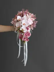 Waterfall Wedding Bouquets for Bride Bridesmaids Artificial Flowers Casading Wedding Bouquet Wed Bridal Shower Decor