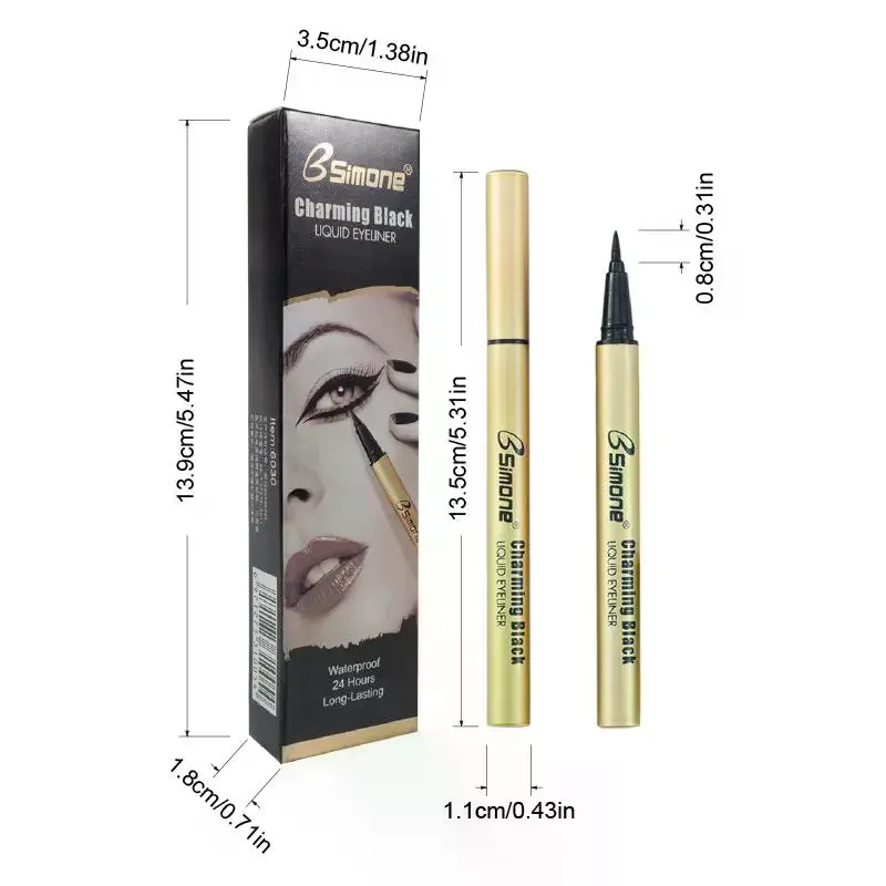 Maquillaje Bsimone, delineador de ojos líquido negro, maquillaje de ojos súper resistente al agua, duradero, fácil de usar, herramientas cosméticas para ojos