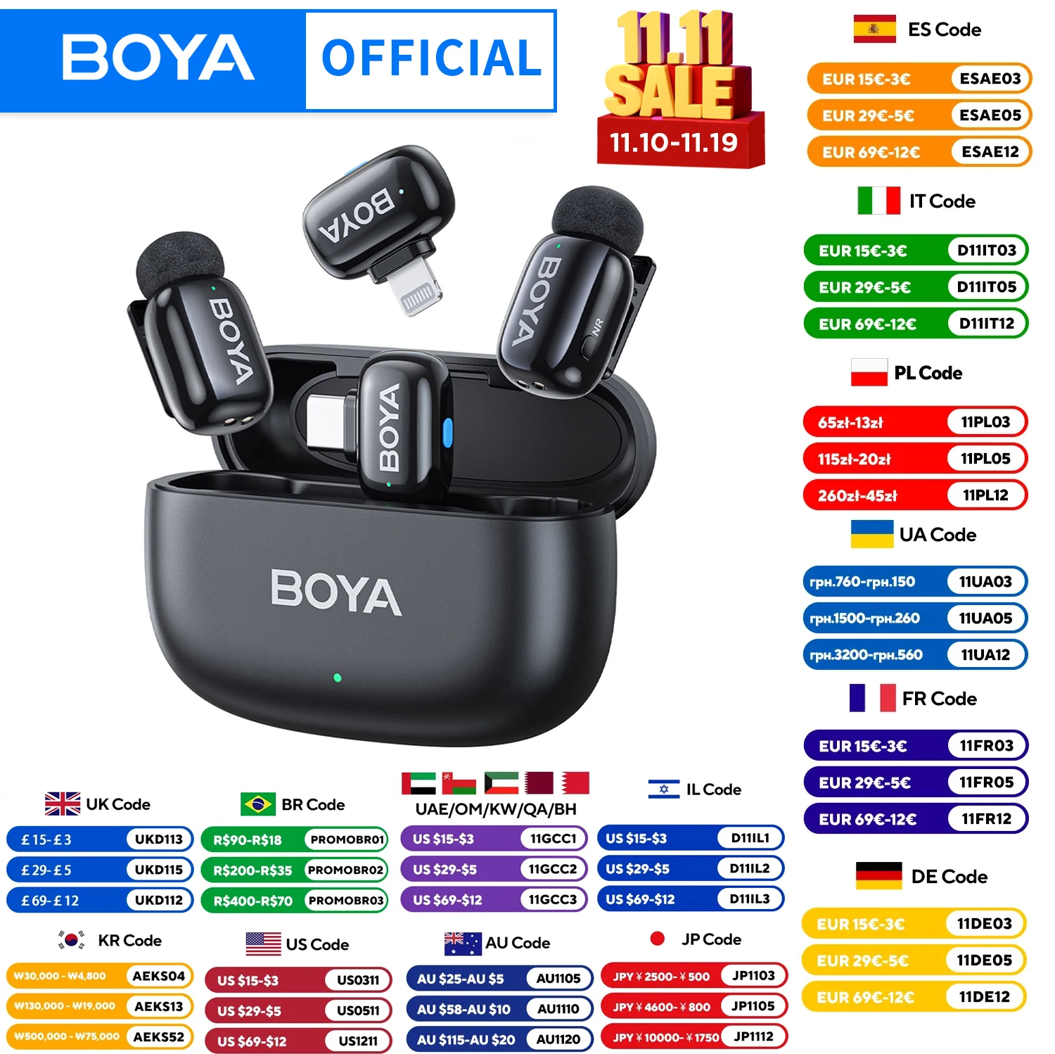 

BOYA BOYA Mini Wireless Lavalier Lapel Microphone for iPhone iPad Android Type-C Phone Live Broadcast Audio Video Recording Vlog