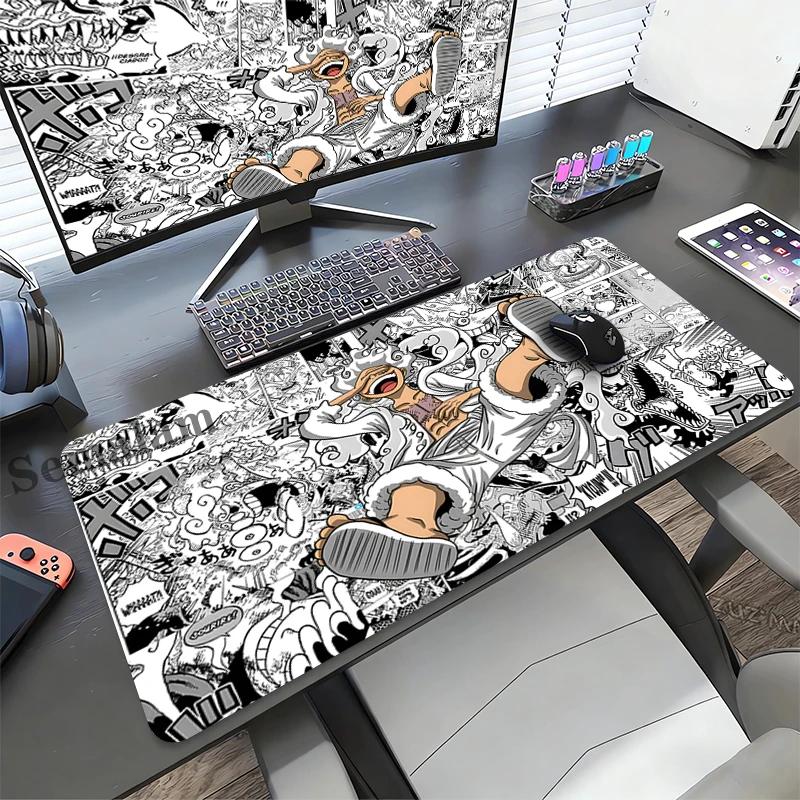 

One PIECE Luffy Extended Gaming Mouse Pad Large Desk Mat Non-Slip Rubber Base Stitched Edge for PC Gamer Laptop Keyboard Pad