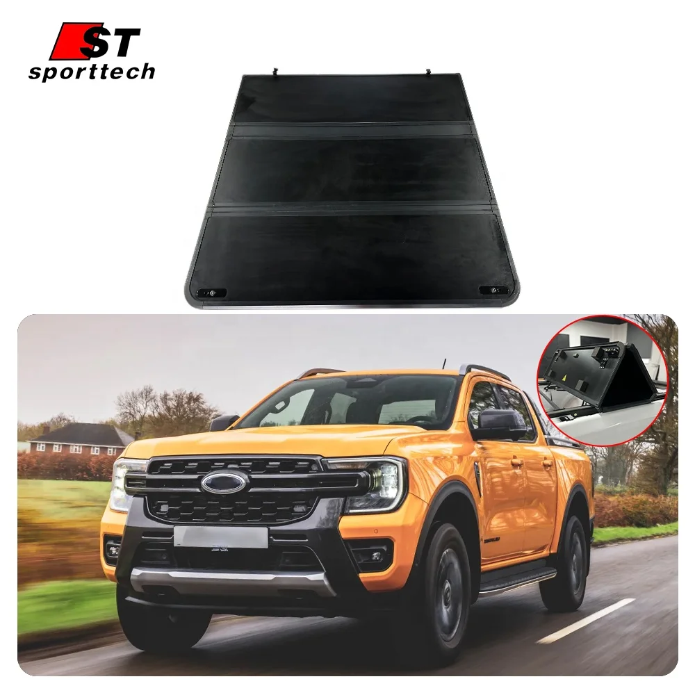 Pickup Truck Bed Three Trifold Hard Tri Fold for Adventure Tri Folding Tonneau Cover forford ranger next gen tonneau Wildtrak