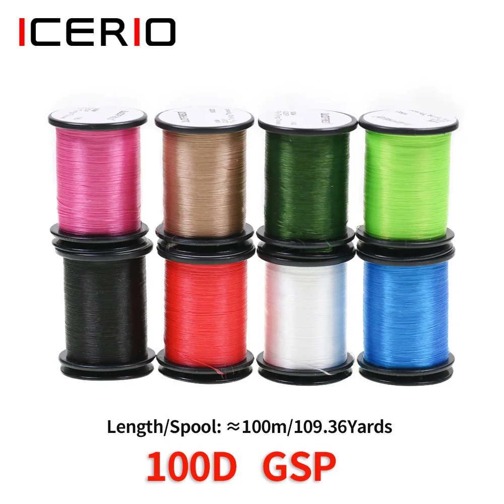 ICERIO 2PCS 100D GSP Fly Tying Thread Polyethylene Floss Line Smooth Strong สําหรับเปียก/แห้ง Fly Nymphs Streamer ปลาเทราท์ตกปลาแมลงวัน