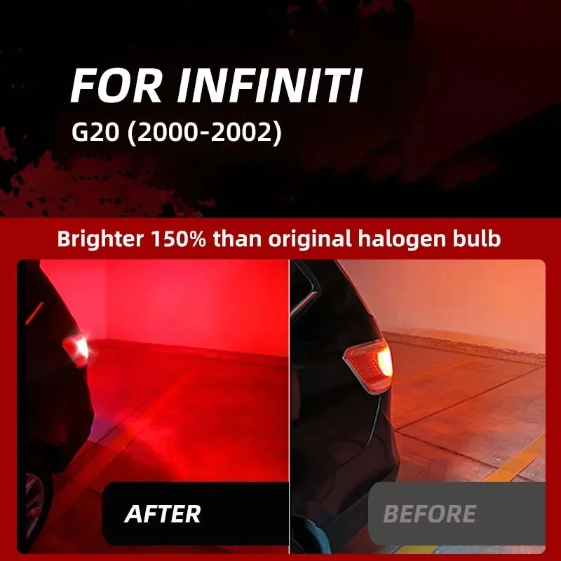 2x LED Brake Stop Tail Lights Blubs Car Lights Red No Error For infiniti G20 2000 2001 2002 super bright 12v canbus no error