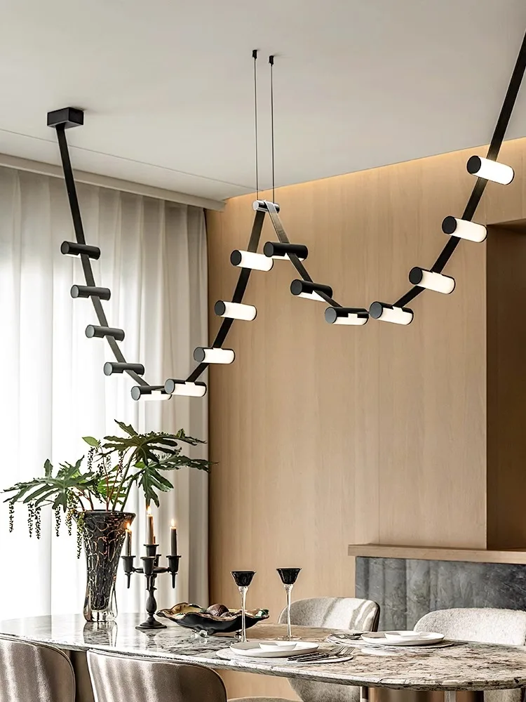 2024New Modern Simple Dining Room Pendant Lights Nordic Art Villa Duplex Living Room Stairwell Designer Lamps Leather Chandelier