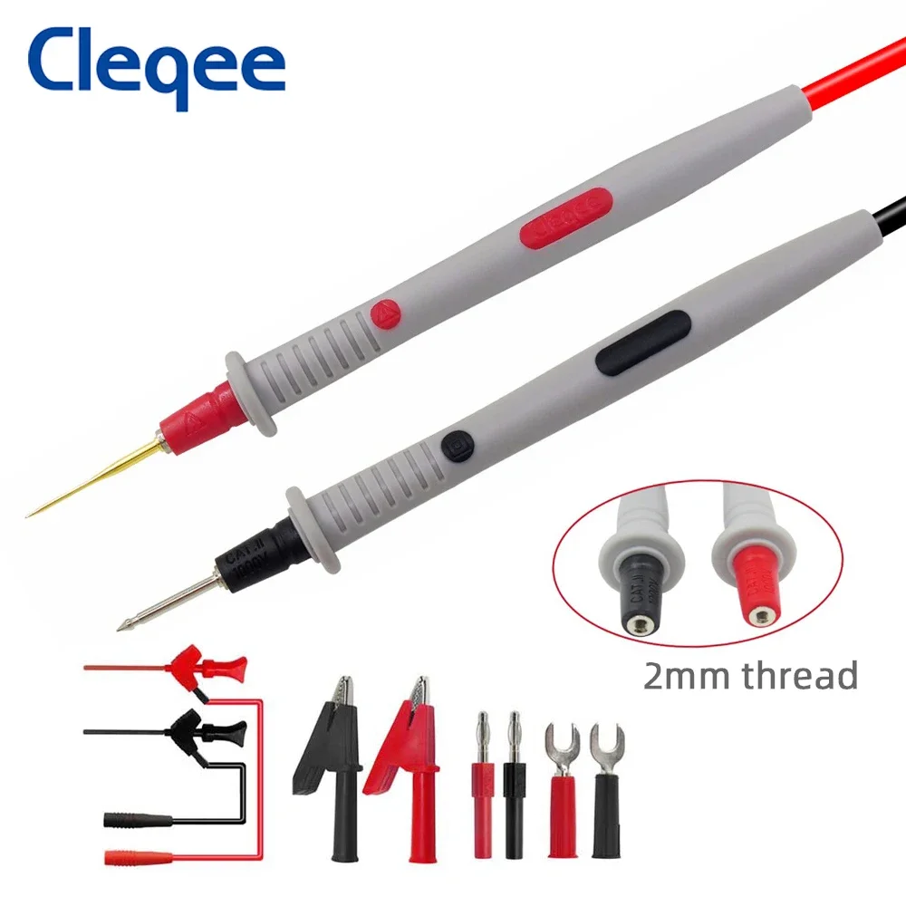 Imagem -03 - Cleqee P1503 Série Kit de Chumbo Teste Multímetro com Agulhas Substituíveis mm Plugue Banana Sonda Teste Jacaré Clipe Mini Grabber