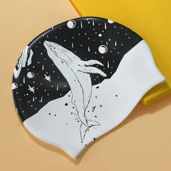 Silicone Swimming Cap Pool Equipment Antislip Waterproof Swimming Hats Ear Protection Elastic Bathing Caps Long Hair Adults