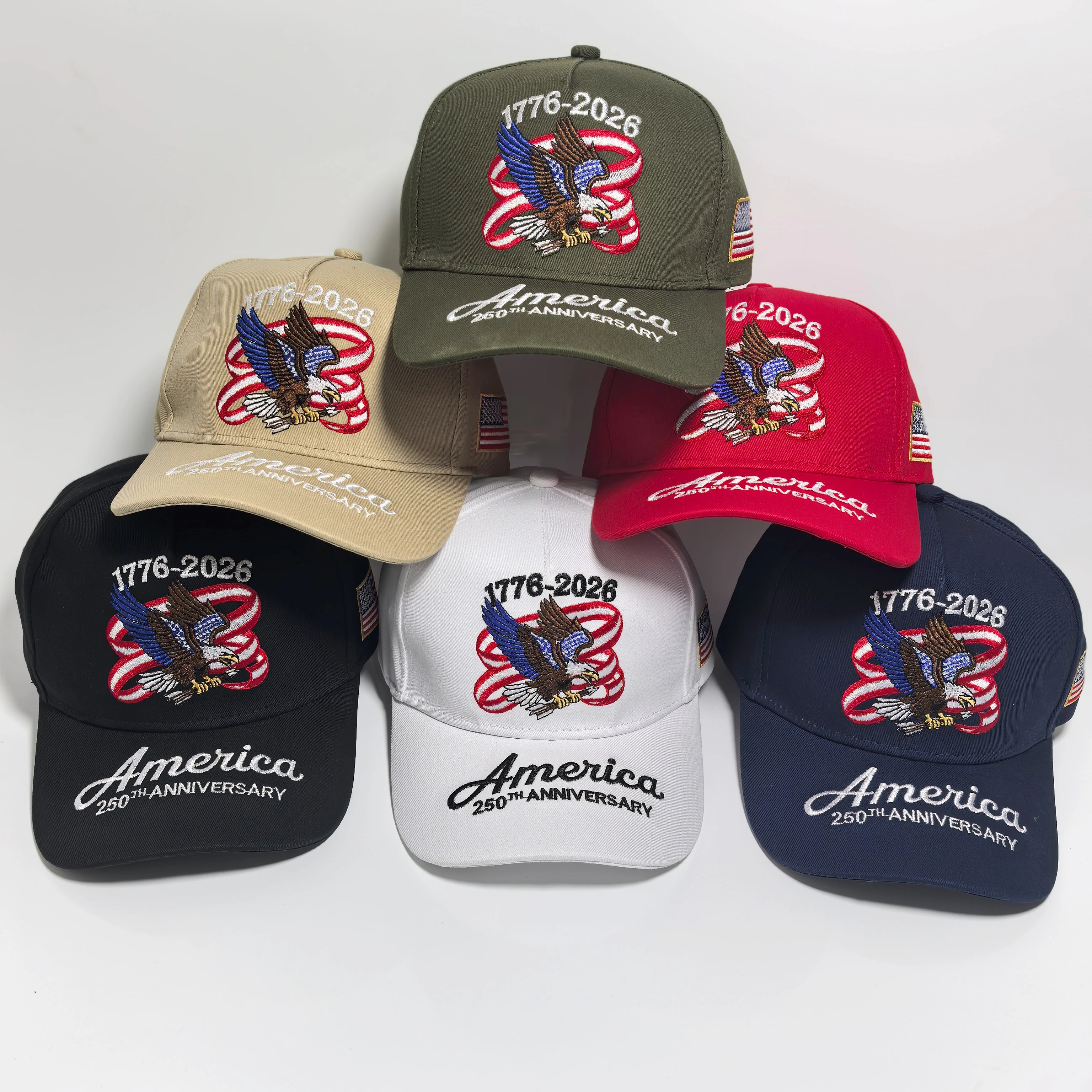 American 250th Anniversary Half-Century Embroidered Baseball Cap - Adjustable Curved brim - Outdoor Fourth of July Sun Hat