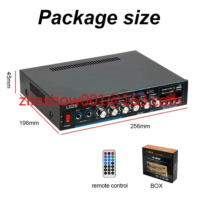 

PA-600A-S Home Car Mini HIFI Digital Power Amplifiers 4.1 Channel BT Surround Sound FM USB Remote Control