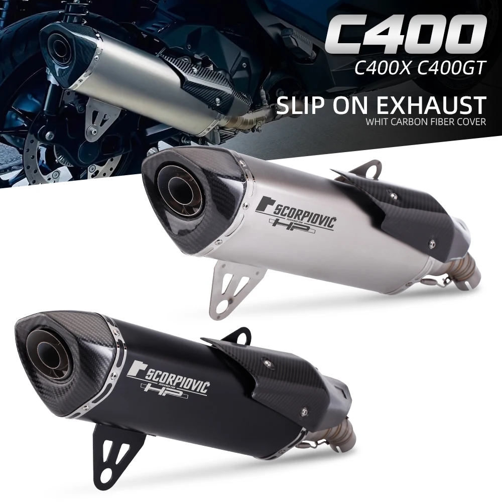 Full System For C400X C400GT 2018 2019 2020 Motorcycle GP Exhaust Escape Link Pipe Carbon Fiber