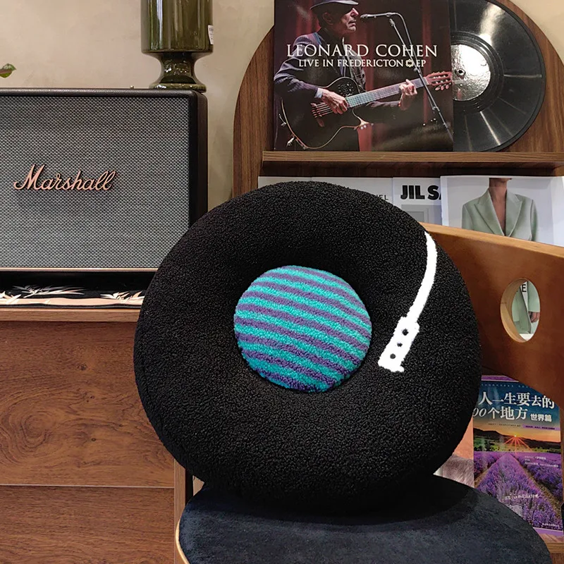 Cuscino da tiro retrò a forma di disco in vinile da 40 cm per gli amanti della musica Disco Party Cuscino creativo in peluche Cuscino per divano per divano