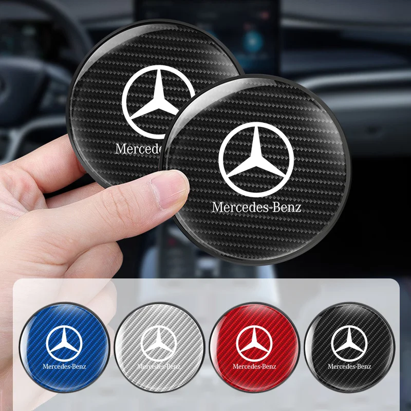 Carbon Fiber Car Water Cup Coaster Pad Non-slip Car Cup Bottle Mat For Mercedes Benz AMG W204 W205 W203 W211 W212 W213 W201 W210