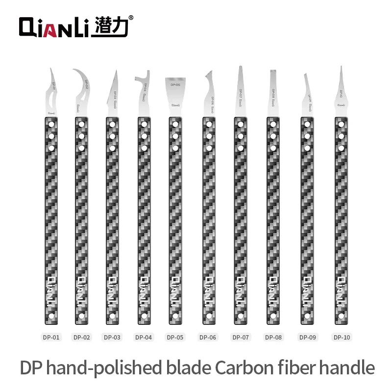 QIANLI DP molatura manuale lama lucidata a mano + manico in fibra di carbonio antiscivolo PCB per telefono cellulare strumento manuale di riparazione di sgommatura fai da te