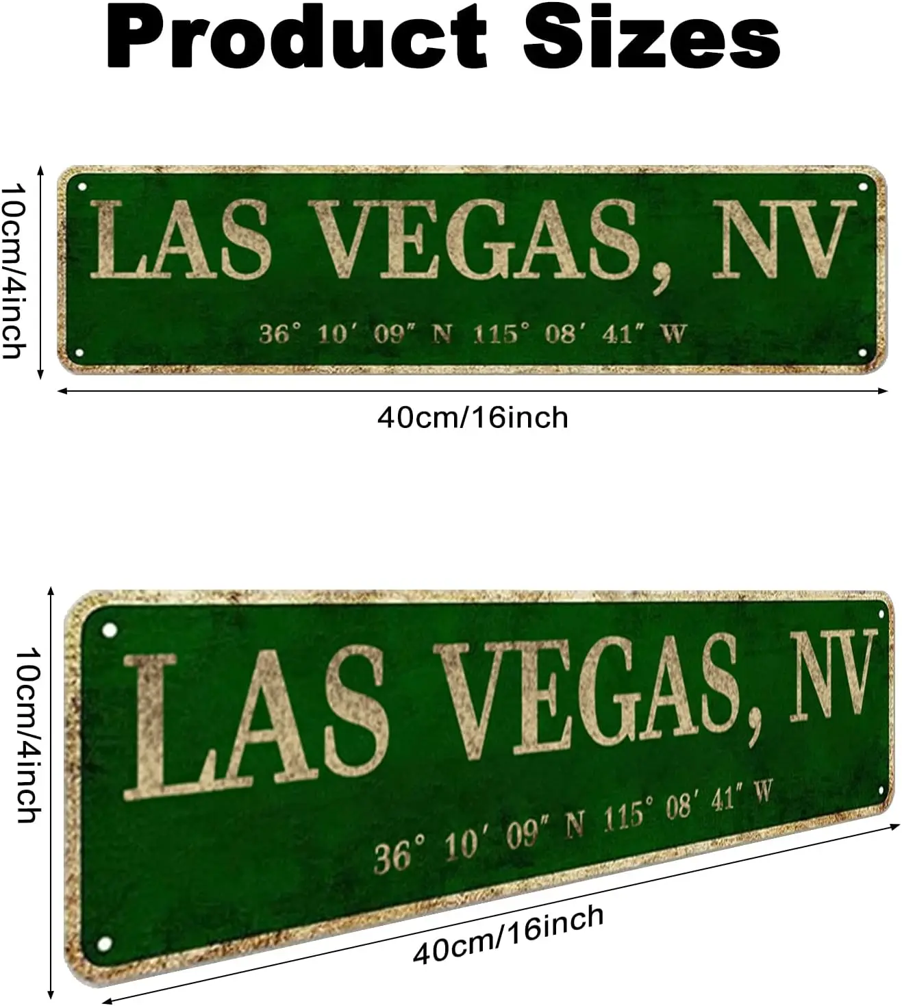 Las Vegas, NV City Sign Rustic Vintage Metal Art Wall Decor Office/Home/Classroom 4” x 16”