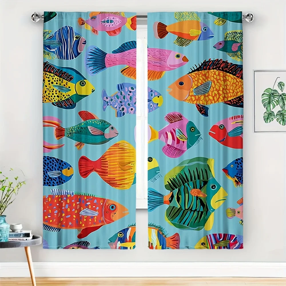2 Cortinas com Ilustração de Dachshund (Sem Varão) - Fundo Branco, Cão Salsicha Preto e Bege, Poliéster Transparente para Sala de Estar, Quarto
