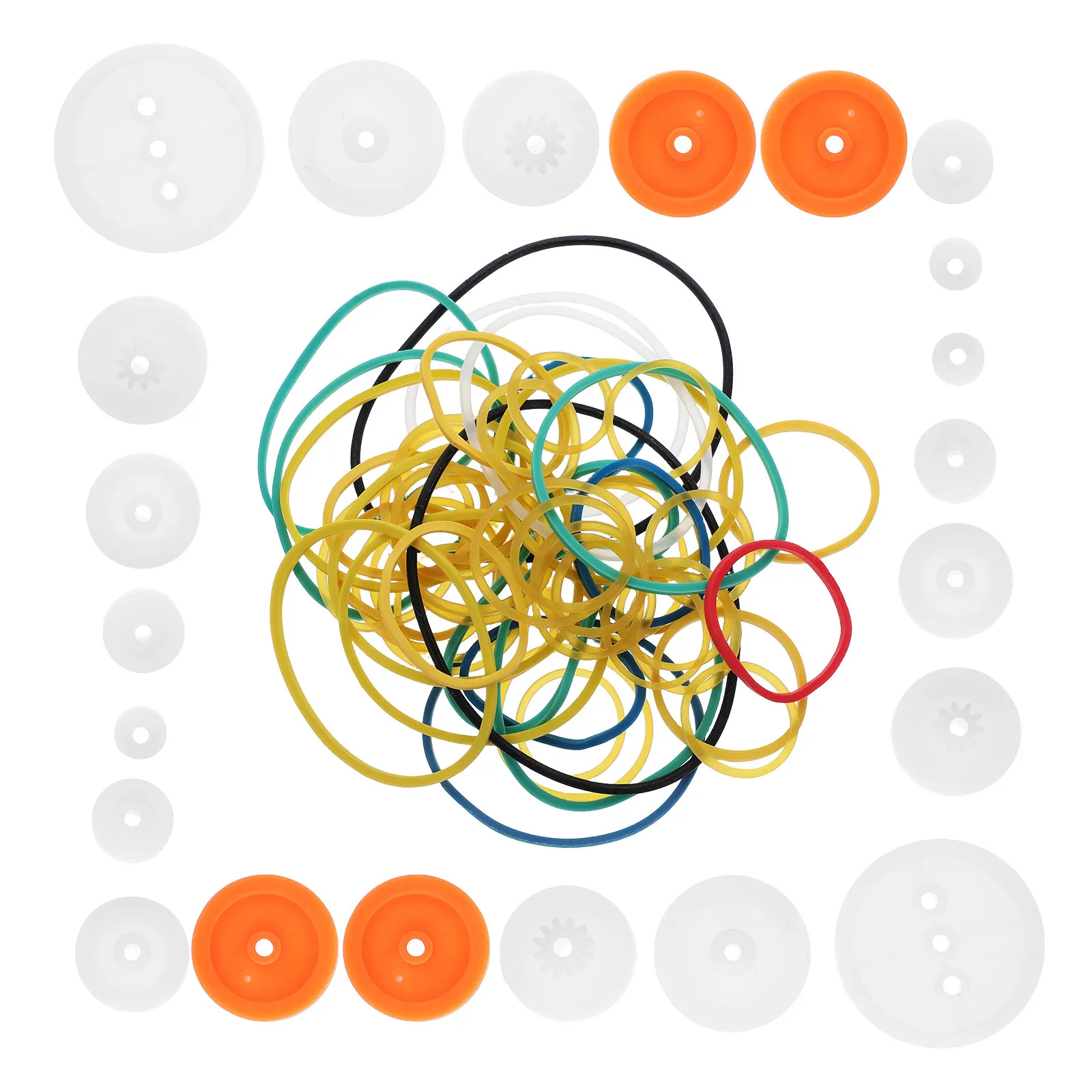 

1Set Plastic Pulley Rubber Transmission Belt Combo Kit for Rc Vehicle Motor Drive System Mini Mechanical Assembly Science