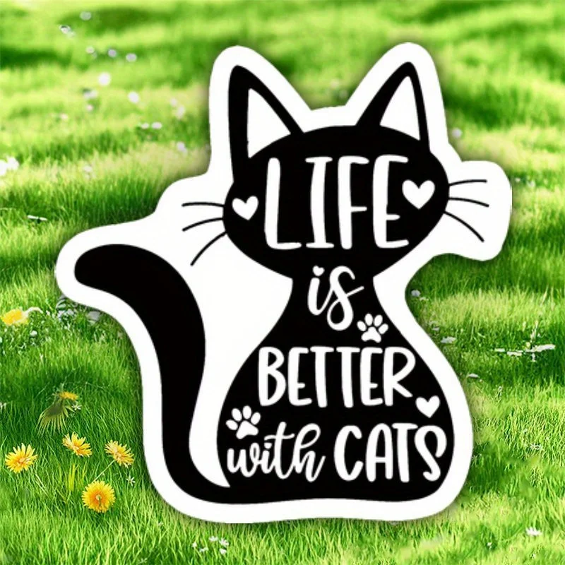 'Living Better with Cats' Stickers - Perfect for Cat Enthusiasts, Suitable for Cars, Laptops, Motorcycles, and Water Bottles