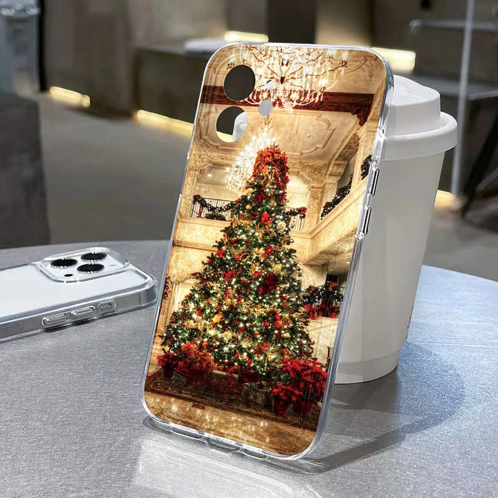 Christmas Tree Clear Phone Case For Xiaomi Poco X6 X5 X4 Pro Cover X3 M4 F4 F3 Redmi 13C 10A 12C 11A 10 9A 9 10C Soft Protective