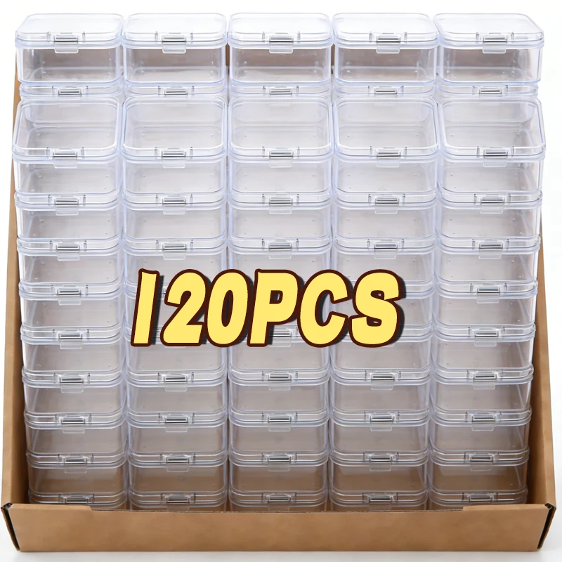 

Прозрачные пластиковые контейнеры для хранения бусин Коробка Маленькие коробки с откидной крышкой Пластиковый чехол Мини-квадратный органайзер для хранения художественных промыслов