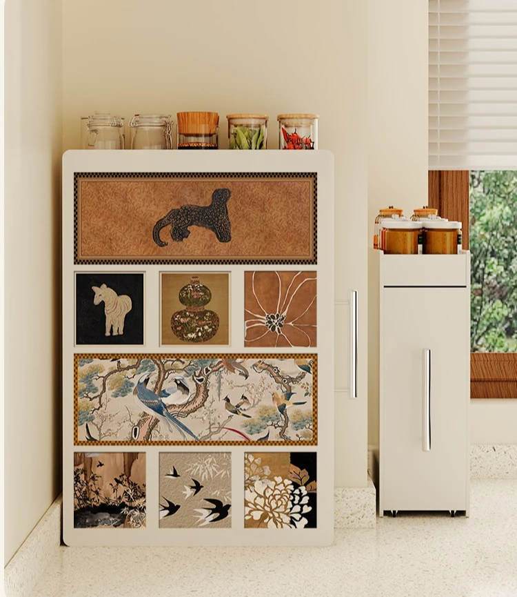 

Seasoning rack Multifunctional kitchen storage Countertop narrow side cabinet