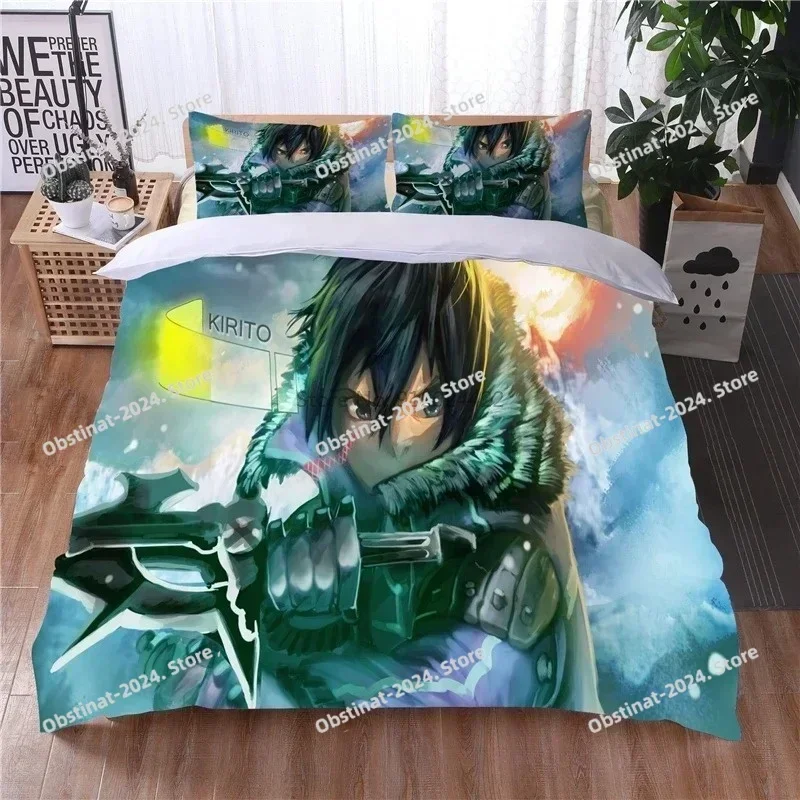 Sword Art Online 3D Pattern Duvet Cover Sets with Pillowcases Bedding Sets Single Double Twin Full Queen King for Bedroom Decors