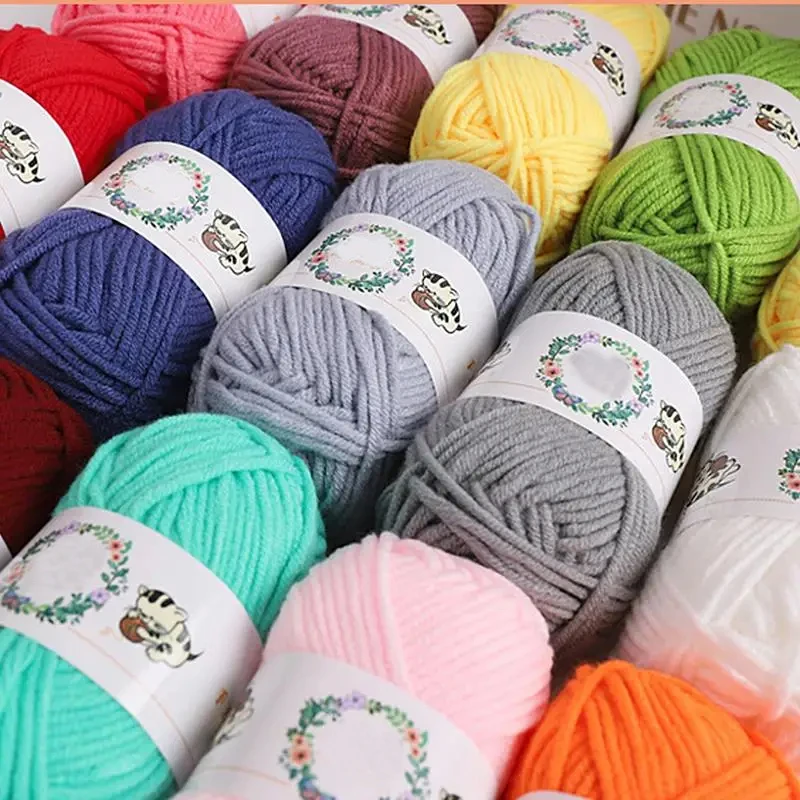 5 Strand Milk Cotton Knitted Scarf Doll Thread Handmade DIY Yarn Ball Crochet Material Bag