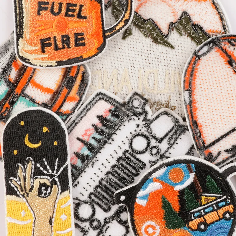 Embroidered Campfire Tent Badge Patch for Outdoor Camping Clothing Accessories Garment Decoration Repair Cloth Sticker