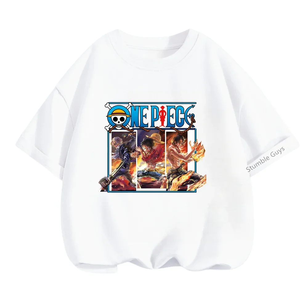 3-14 Years Kids Short Sleeve Anime One Pieces Tshirt Luffy T-Shirts for Boys Clothes Girls T-shirt  Fashion Teen Tops Tee