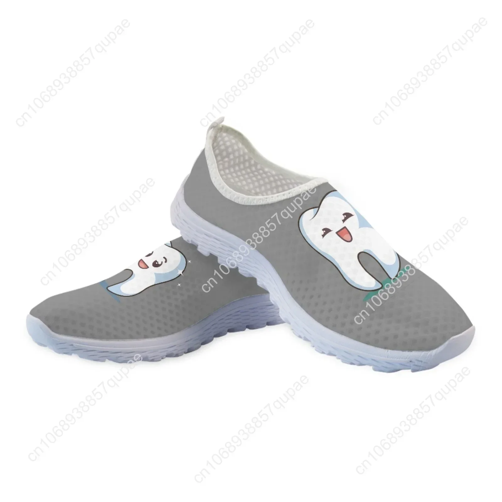 Lovely Cartoon Tooth Pattern Mesh High Quality Sneakers Women Men Teenager Casual Fashion Custom Made Tennis Flat Couple Shoes