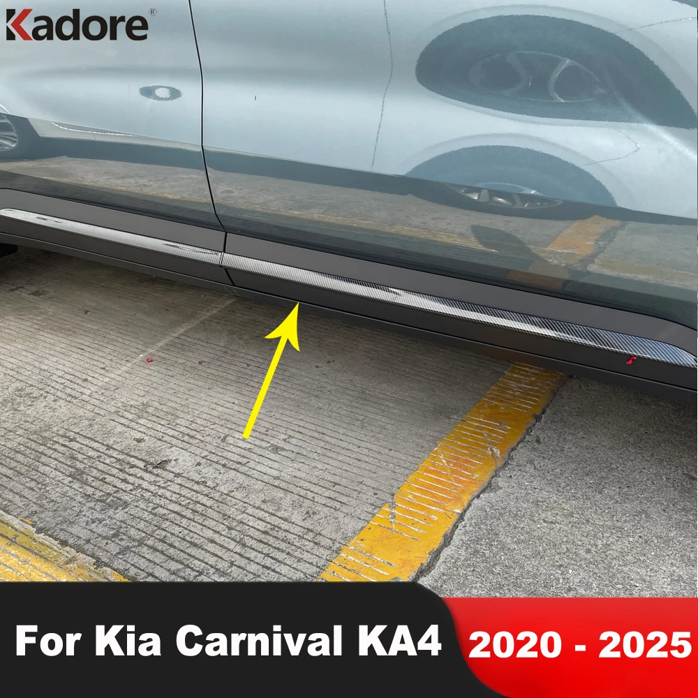 

Для Kia Carnival KA4 2020-2022 2023 2024 2025 углеродное волокно, обшивка боковой двери автомобиля, накладка на дверь, линия стримера, литьевая полоса, аксессуары