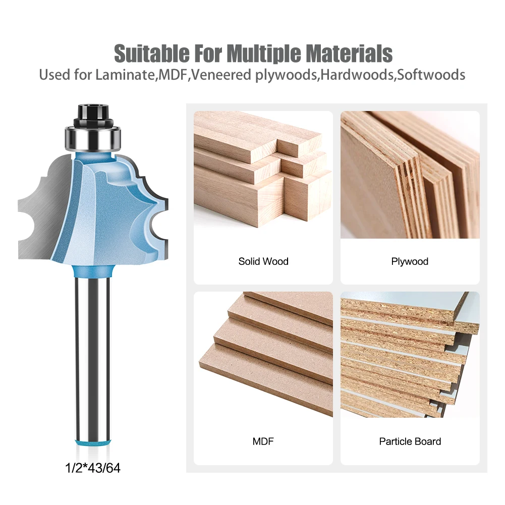 6mm 1/4in Shank Mitered Cabinet Door Molding Router Bits Carbide-Tipped Milling Cutters Line knife Door knife Woodworking Cutter