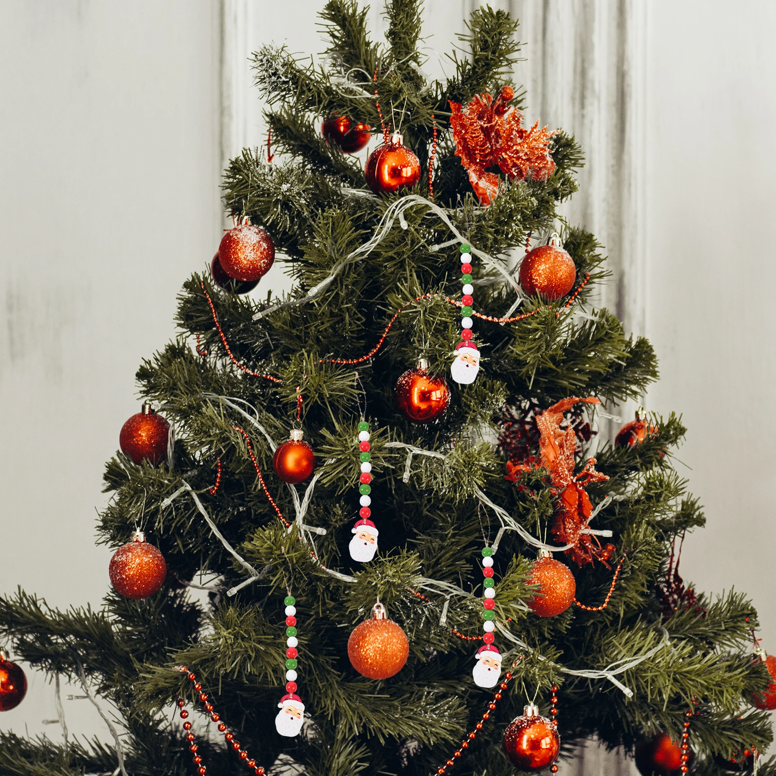 

12 Sets Christmas Wooden Beads Xmas Crafts Farmhouse Decor Diy Garland Jewelry Making Bulk Printed Wood Beads For Handcraft