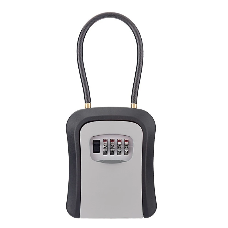 Password Lock Key Box All Plastic Steel Wire Rope Wall Installation Hanging Dual-Use Steel Wire Cable Key Box Password Lock Key