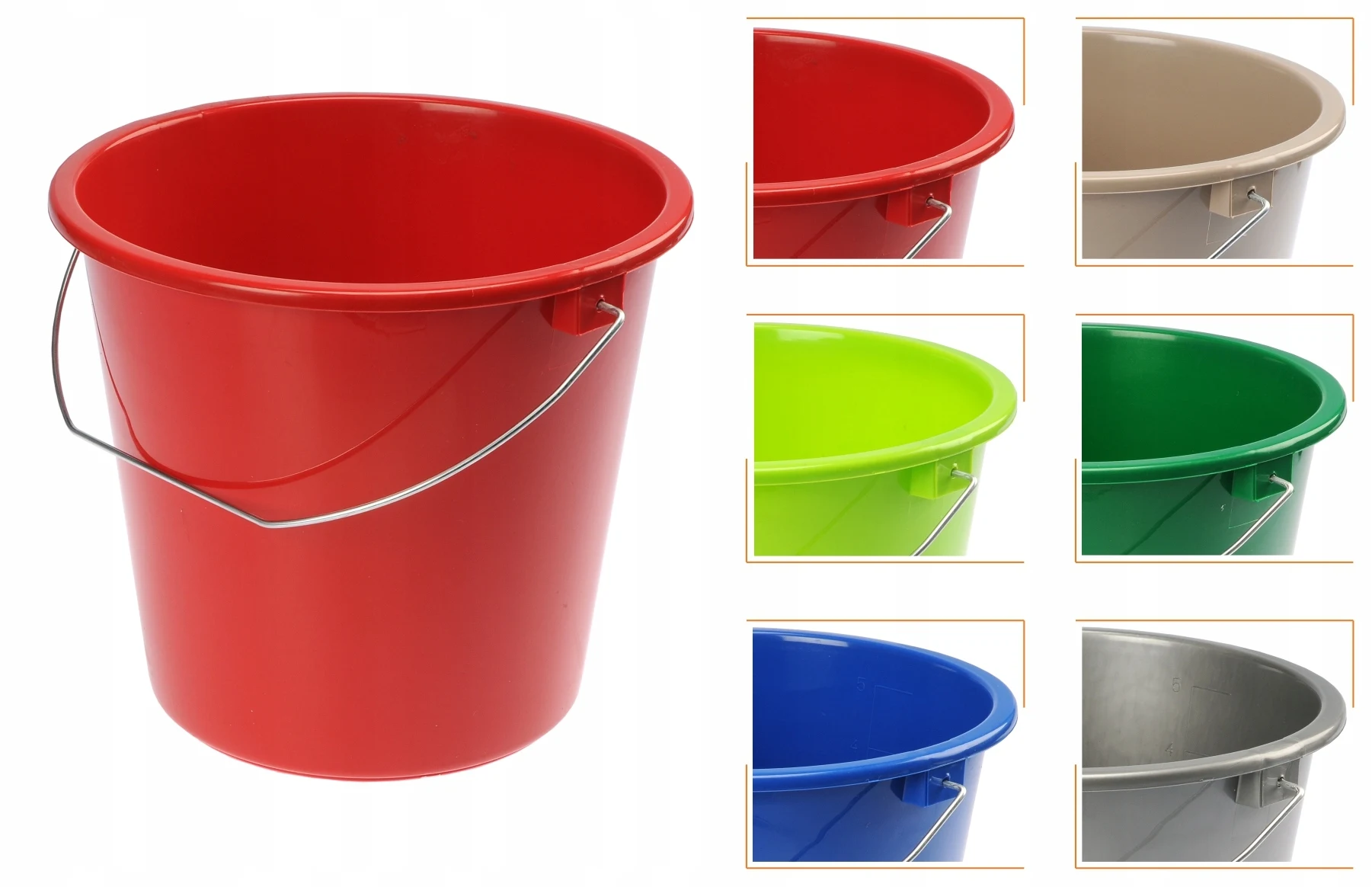 Cubo de plástico con mango de metal 5L multicolor