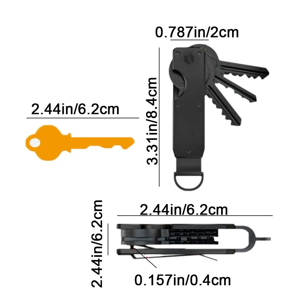 Carbon Fiber Metal Key Organizer Holds 2-6 Keys Anti-Lost Metal Key Chain Innovative with Screwdriver Car Key Holder