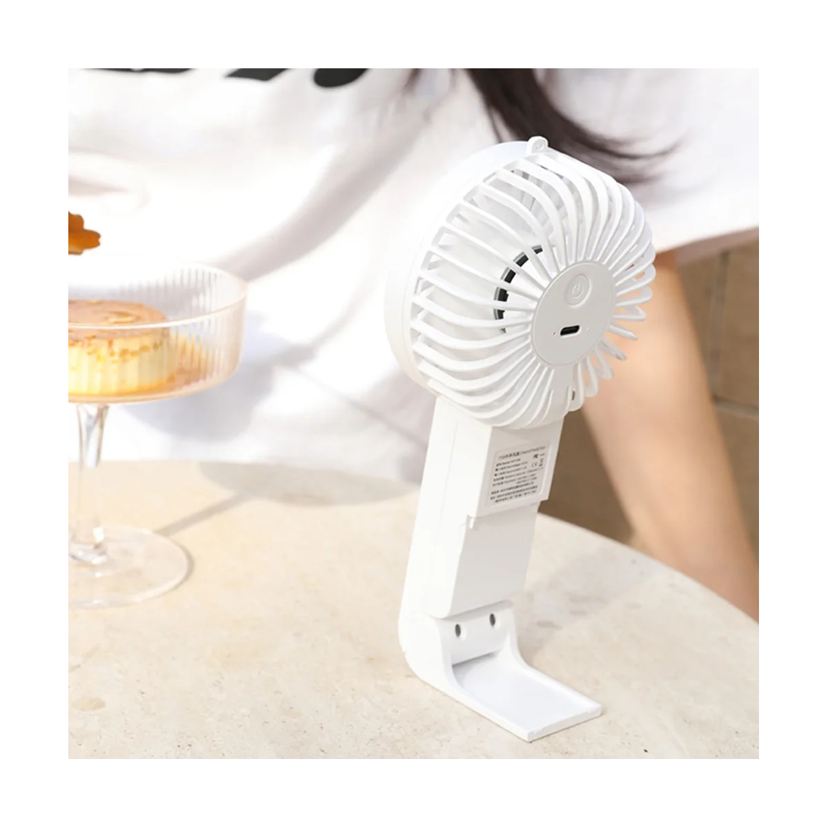 

USB Mini Fan Rechargeable 1200MAh Portable Handheld Fan Lazy Travel Shopping Cooling Mute Fan Cooler Fan-Light Green