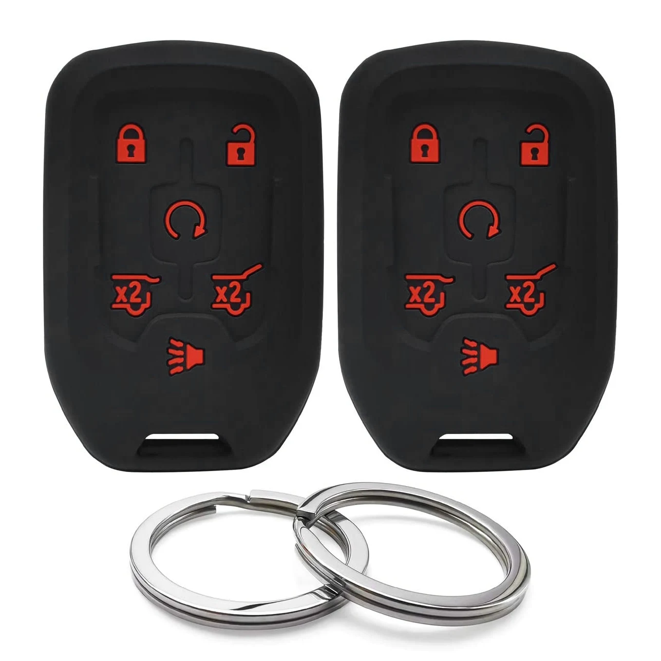 2Pcs 6 Buttons Key Fob Remote Keyless Cover for Chevrolet Tahoe Suburban GMC Yukon XL Yukon HYQ1AA