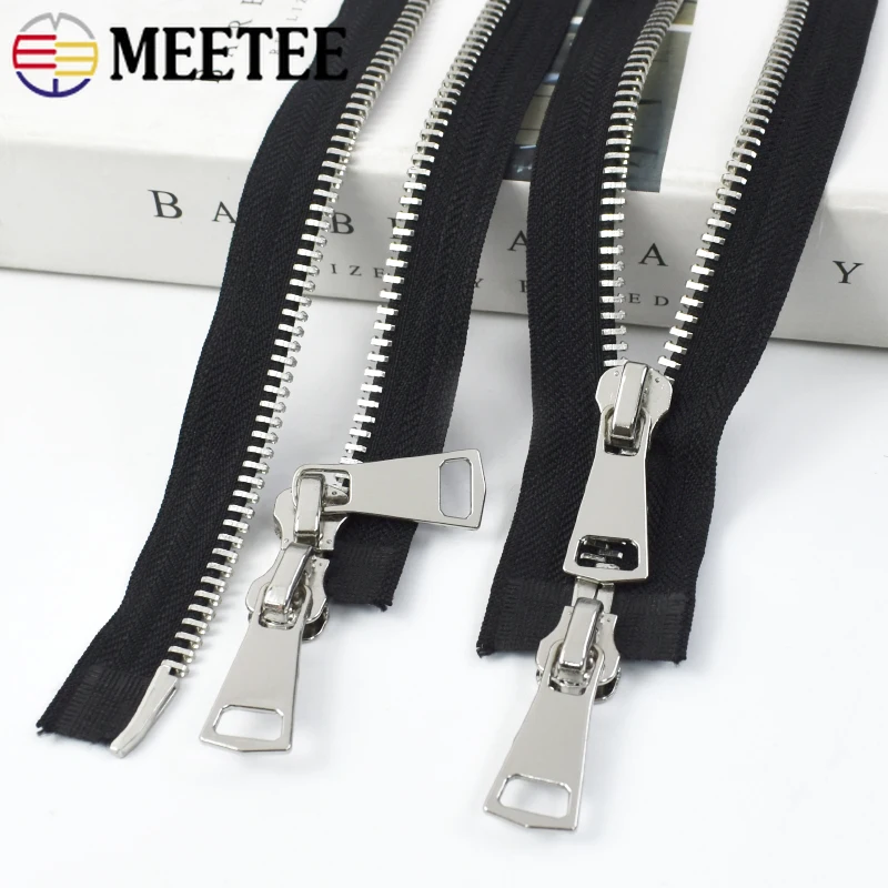 

1Pc 70-120cm 8# Metal Zipper with Double Sliders Jacket Decor Zip Long Zips for Tent Easy Repair Zippers DIY Sewing Accessories