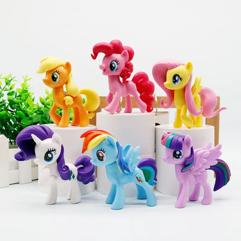 カラフルなマイリトルポニーフィギュア像おもちゃ-–-ユニコーンケーキトッパーデコレーションコレクタブルフィギュア、女の子やファンへの誕生日プレゼント