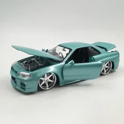 JADA 1:24 Scale NISSAN SKYLINE GT-R GTR R34 BNR34 Alloy Car Model Diecast Metal Vehicle Toy Collectible Souvenir Gifts