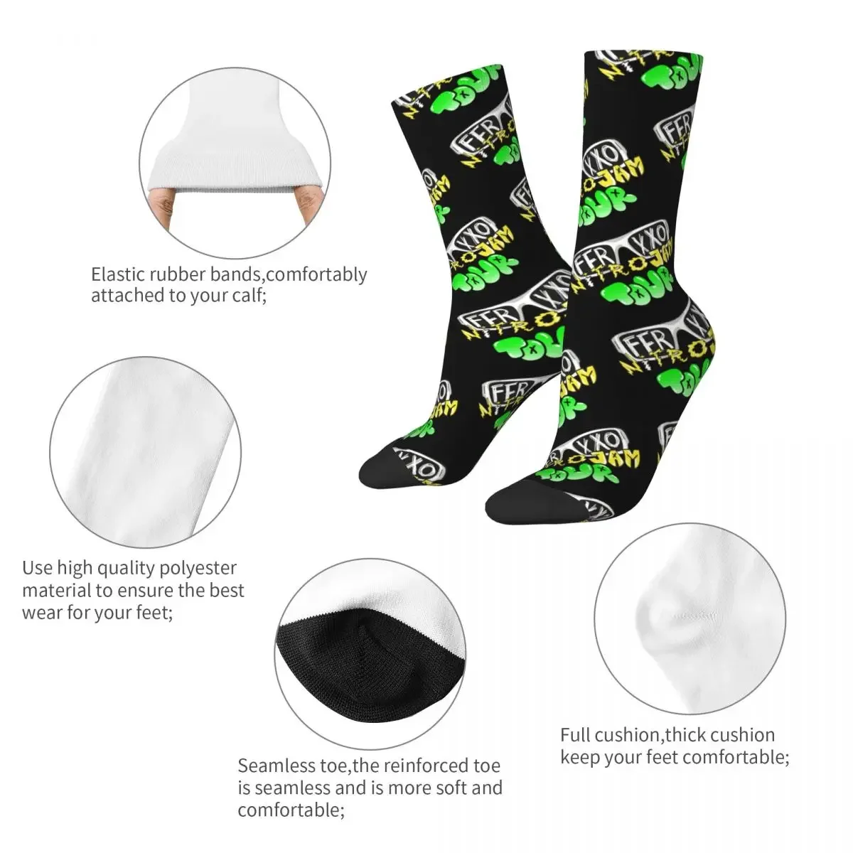 Women Forxxo Feid Tour Socks Comfortable Fashion Fashion Logo Socks Novelty Accessories Middle TubeCrew Socks Wonderful Gifts