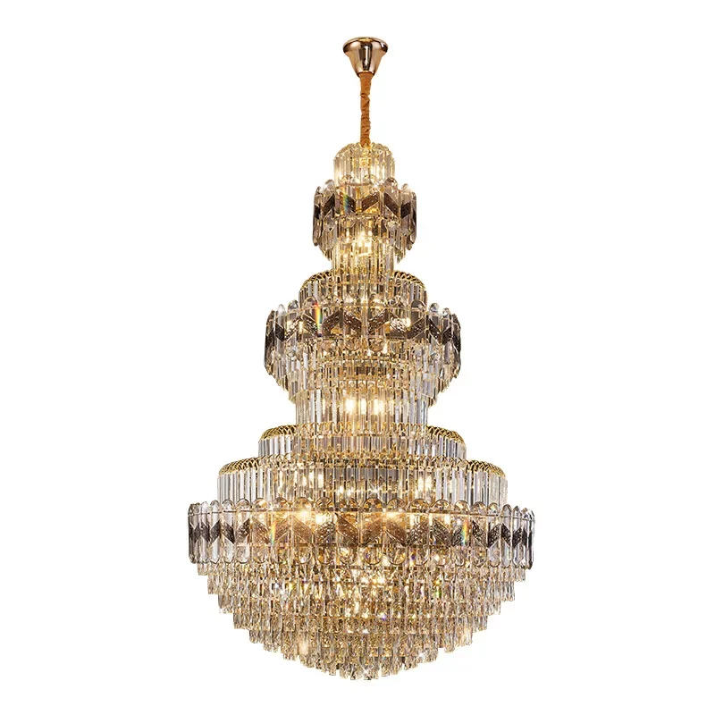 مبنى مزدوج لغرفة المعيشة، ثريا فيلا، غرفة معيشة، قاعة شاهقة، هندسة الفندق، سلالم فاخرة من الكريستال الأوروبي