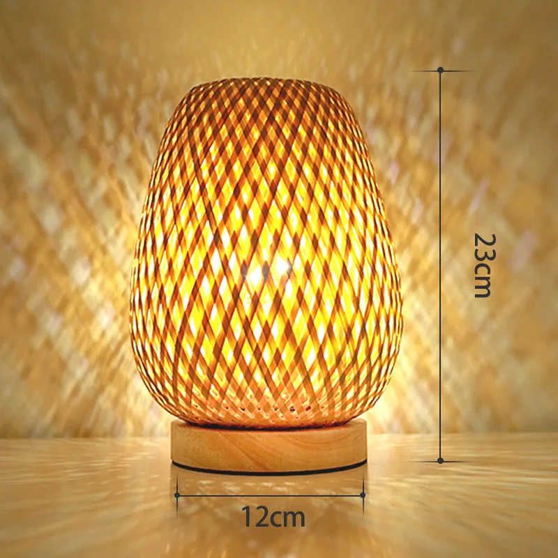 Modern simple retro bamboo lantern night light living room study bedroom bedside decoration  small courtyard small table lamp