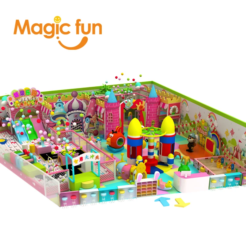 Jungle theme indoor playground gym giochi per bambini giocattoli ball pits slide soft play equipment