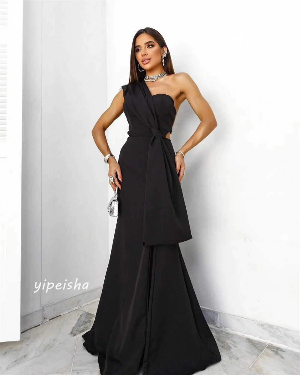 Ball Dress Evening Saudi Arabia Jersey Draped Pleat Cocktail Party Mermaid One-shoulder Bespoke Occasion Gown Long Dresses