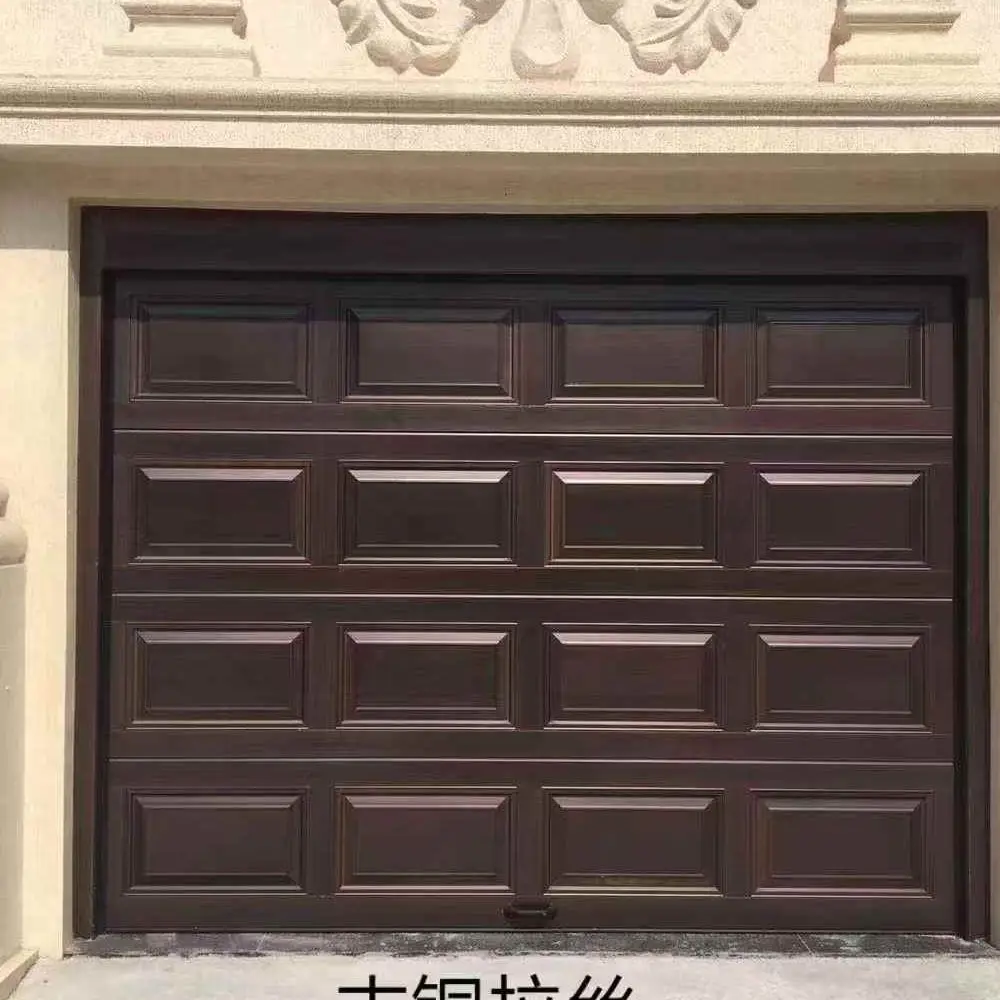 Customization  Aluminum Alloy Garage Door Wooden Glass Panels Sectional Design Anti-Theft Automatic Finished Surface
